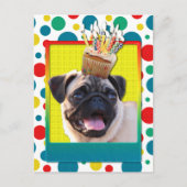 Geburtstag Cupcake - Mops Postkarte (Vorderseite)