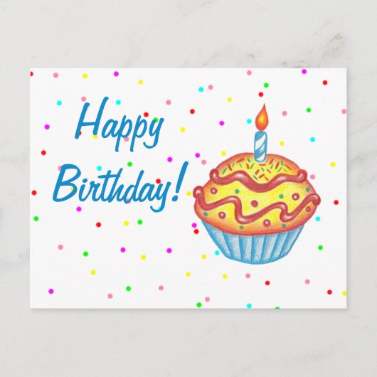 Geburtstag Cupcake Postkarte (Vorderseite)