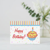 Geburtstag Cupcake Postkarte (Stehend Vorderseite)