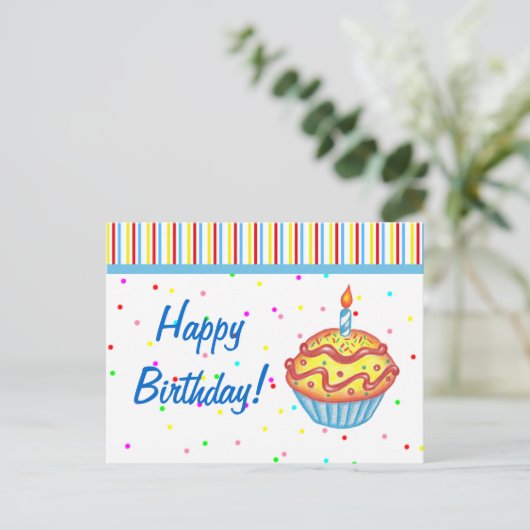 Geburtstag Cupcake Postkarte (Stehend Vorderseite)