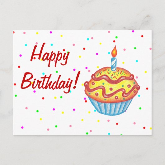 Geburtstag Cupcake Postkarte (Vorderseite)