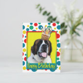 Geburtstag Cupcake - Saint Bernard - Mae Postkarte (Stehend Vorderseite)