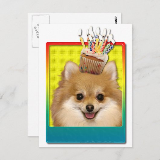 Geburtstag Cupcake - Spitz Postkarte (Vorne/Hinten)