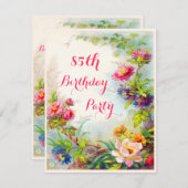 Geburtstag Dahlias und Peonies Viktorianisch Garde Einladung (Vorne/Hinten)