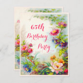 Geburtstag Dahlias und Peonies Viktorianisch Garde Einladung (Vorne/Hinten)