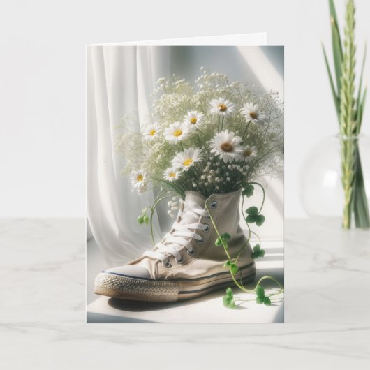 Geburtstag Daisy Bouquet in einem Sneaker Karte (Vorderseite)