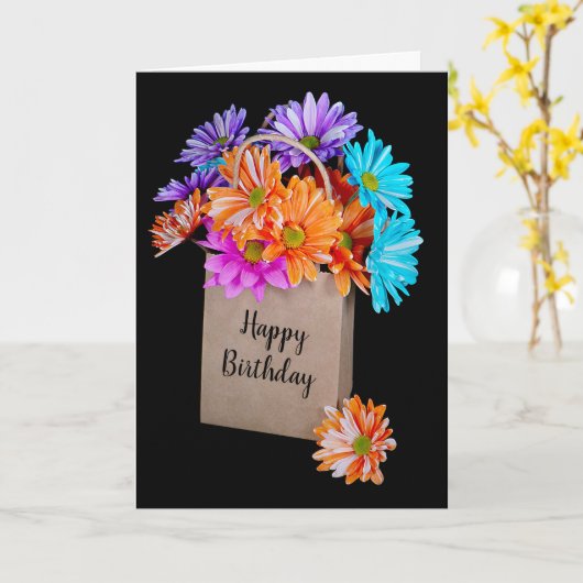 Geburtstag Daisy Bouquet in Papiertüte Karte (Gelbe Blume)