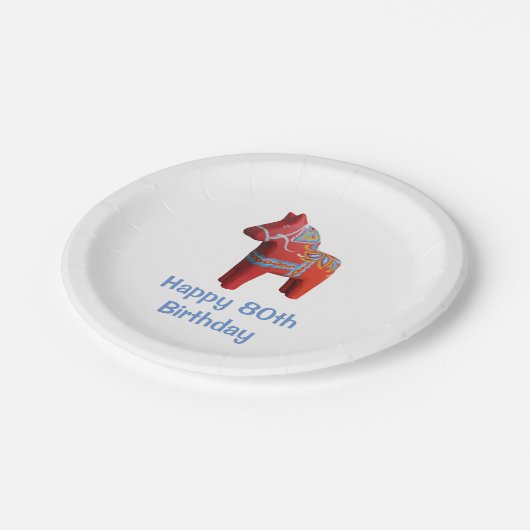 Geburtstag Dala Pferdepapierplatte Pappteller (Schrägansicht)