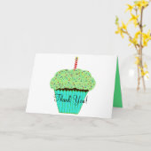 Geburtstag Danke, Green Cupcake Karte (Gelbe Blume)