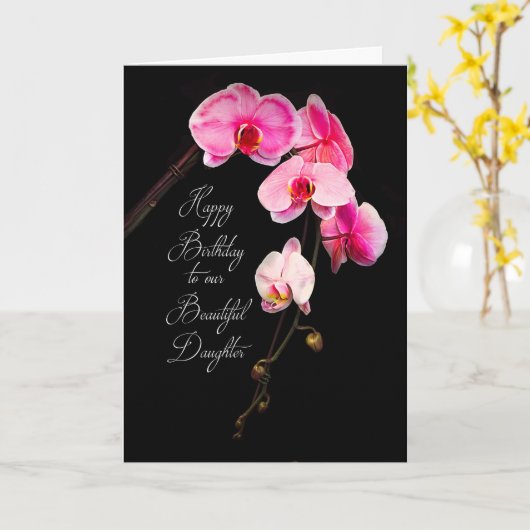 GEBURTSTAG - DAUGHTER - FUCHSIA ORCHIDEN KARTE (Gelbe Blume)