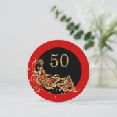 Geburtstag der 50. Frau | Rotgold Einladung (Stehend Vorderseite)