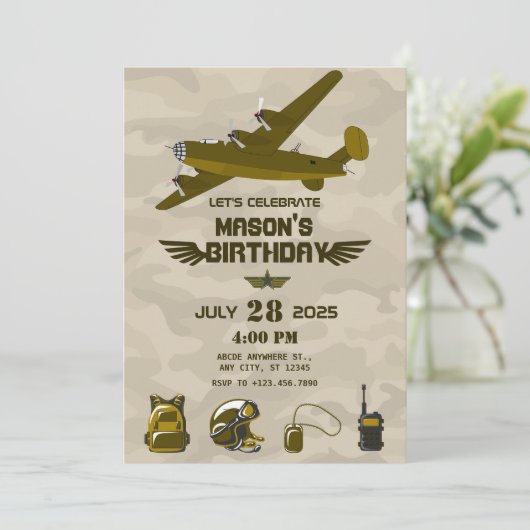 Geburtstag der Armee Einladung (Stehend Vorderseite)