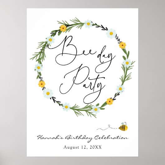 Geburtstag der Biene Begrüßungszeichen Poster (Vorne)