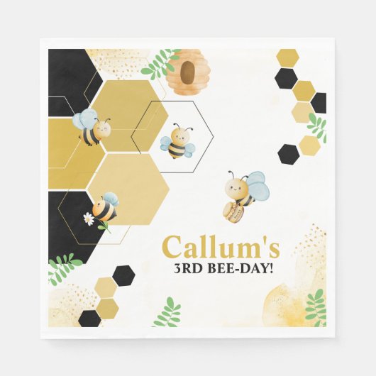 Geburtstag der Biene Serviette (Vorderseite)