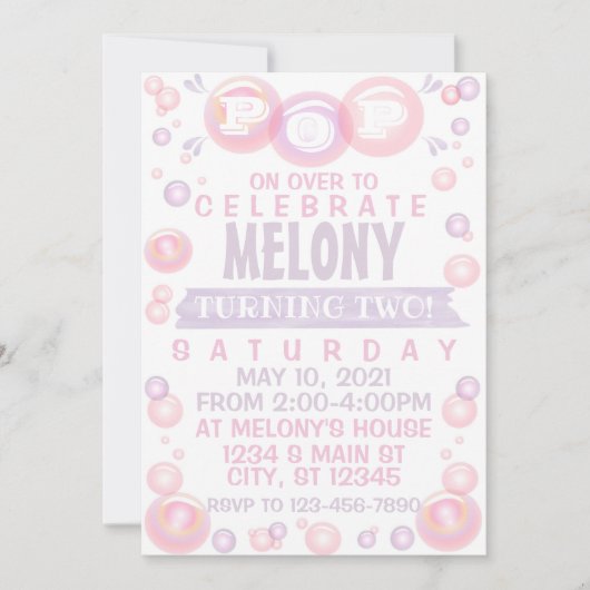 Geburtstag der Blase Einladung (Vorderseite)