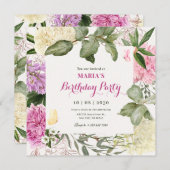 Geburtstag der Blumenart Einladung (Vorne/Hinten)