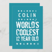 Geburtstag der Coolststen 12-jährigen Aquamarinen  Einladung (Vorne/Hinten)