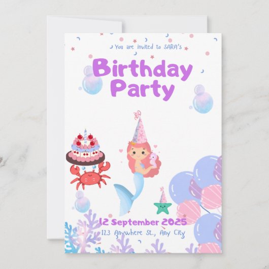 Geburtstag der Einladungskarte Sara Einladung (Vorderseite)