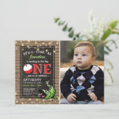 Geburtstag der Fischerei | Rustikal Das große Foto Einladung (Stehend Vorderseite)