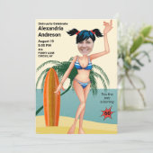 Geburtstag der Frauen 🎉 Beach Bikini Party Einladung (Stehend Vorderseite)