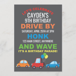 Geburtstag der Geburtstagsparade Einladung Quarant