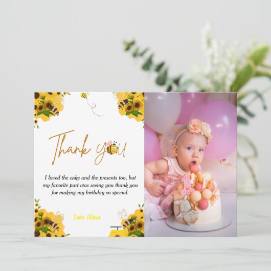 Geburtstag der gelben Hummeln dank Karte (Stehend Vorderseite)