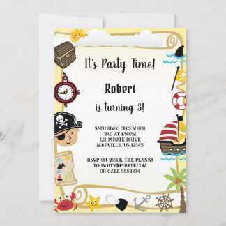Geburtstag der gelben Pirate für Junge Einladung