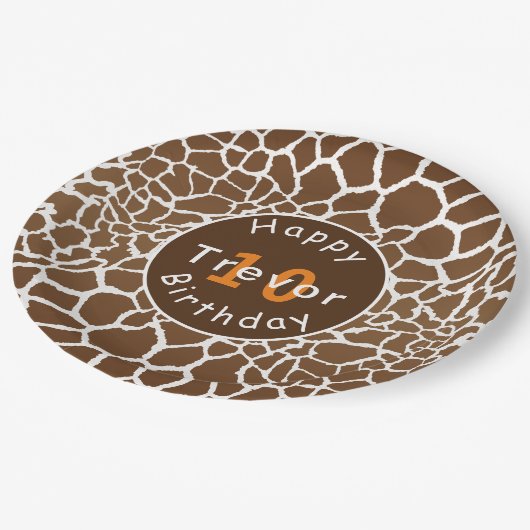 Geburtstag der Giraffe Safari Pappteller (Schrägansicht)