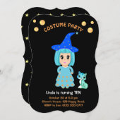 Geburtstag der Kostüme auf schwarze Einladung (Vorne/Hinten)