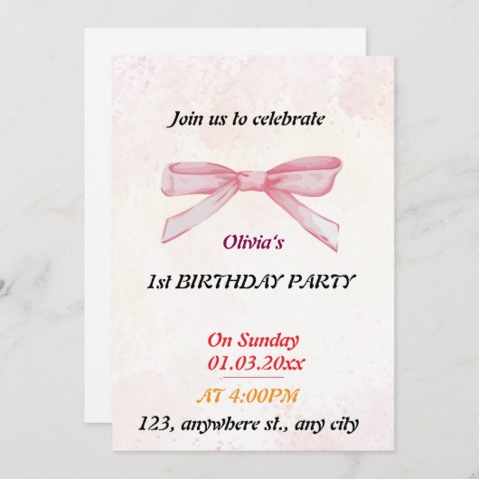 Geburtstag der Libellen Einladung (Vorne/Hinten)