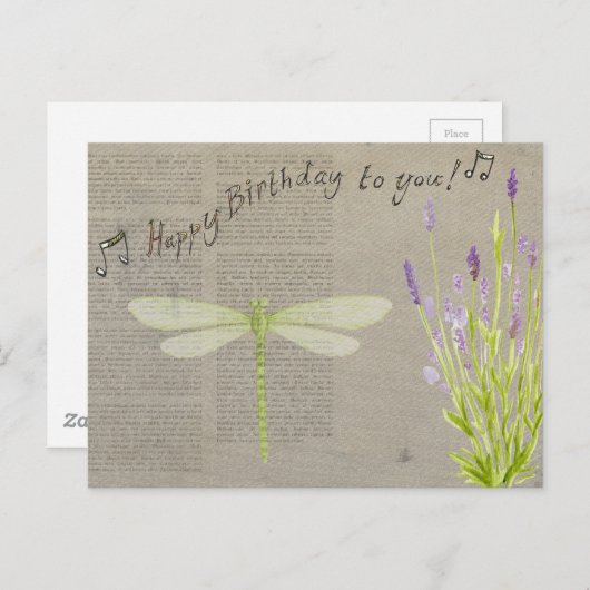 Geburtstag der Libellen Postkarte (Vorne/Hinten)