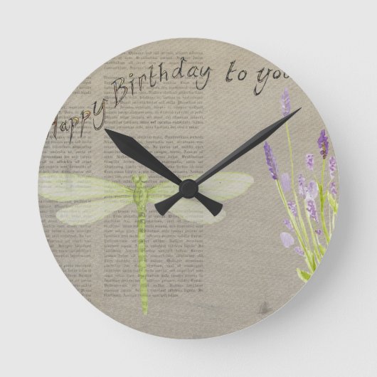 Geburtstag der Libellen Runde Wanduhr (Vorderseite)