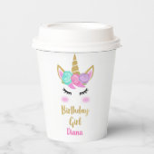 Geburtstag der Mädchen mit Einhorn Pappbecher (Vorderseite)