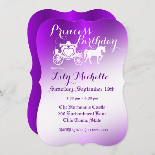 Geburtstag der Märchenprinzessin Einladung (Vorne/Hinten)