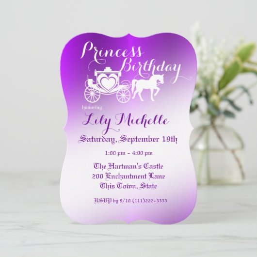 Geburtstag der Märchenprinzessin Einladung (Stehend Vorderseite)