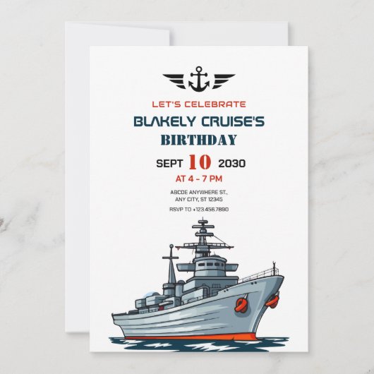 Geburtstag der Marine Einladung (Vorderseite)