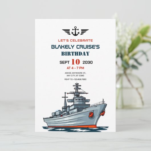 Geburtstag der Marine Einladung (Stehend Vorderseite)