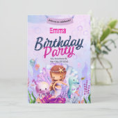 Geburtstag der Meerjungfrau Einladung (Stehend Vorderseite)