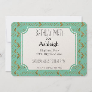 Geburtstag der Mini- und Gold-Glam-Pfeile Einladung