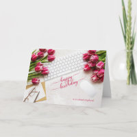 Geburtstag der Mitarbeiterin - rosa Tulpen und Des