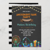 Geburtstag der niedlichen Freizeitparkhalle Einladung (Vorne/Hinten)