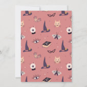 Geburtstag der niedlichen Hexe Halloween  Einladung (Rückseite)