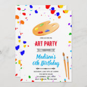 Geburtstag der niedlichen Primärfarbkunst Einladung (Vorne/Hinten)