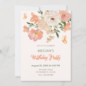 Geburtstag der Peach floral Einladung (Vorderseite)