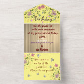 Geburtstag der Prinzessin All In One Einladung (Innen Boden)