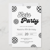 Geburtstag der Retro-Schwarz-Weiß-Schachtel Einladung (Vorderseite)