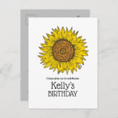 Geburtstag der Sonnenblume, Einladung auf Postkart (Vorne/Hinten)