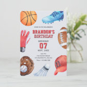 Geburtstag der Sportsymbole Einladung (Stehend Vorderseite)