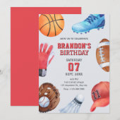 Geburtstag der Sportsymbole Einladung (Vorne/Hinten)