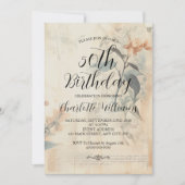 Geburtstag der Vintagen botanischen Frauen Einladung (Vorderseite)